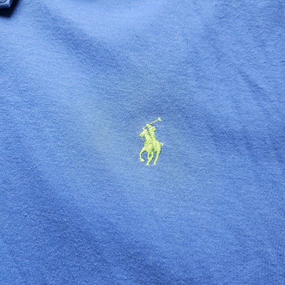 Polo by Ralph Lauren XLT XL Tall Blue Polo Shirt Green Pony Mens Preppy Normcore - Picture 3 of 6